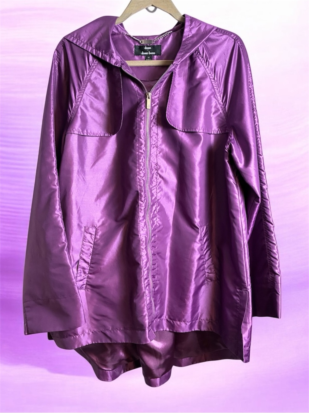 dennis basso Purple Satin Zip Jacket